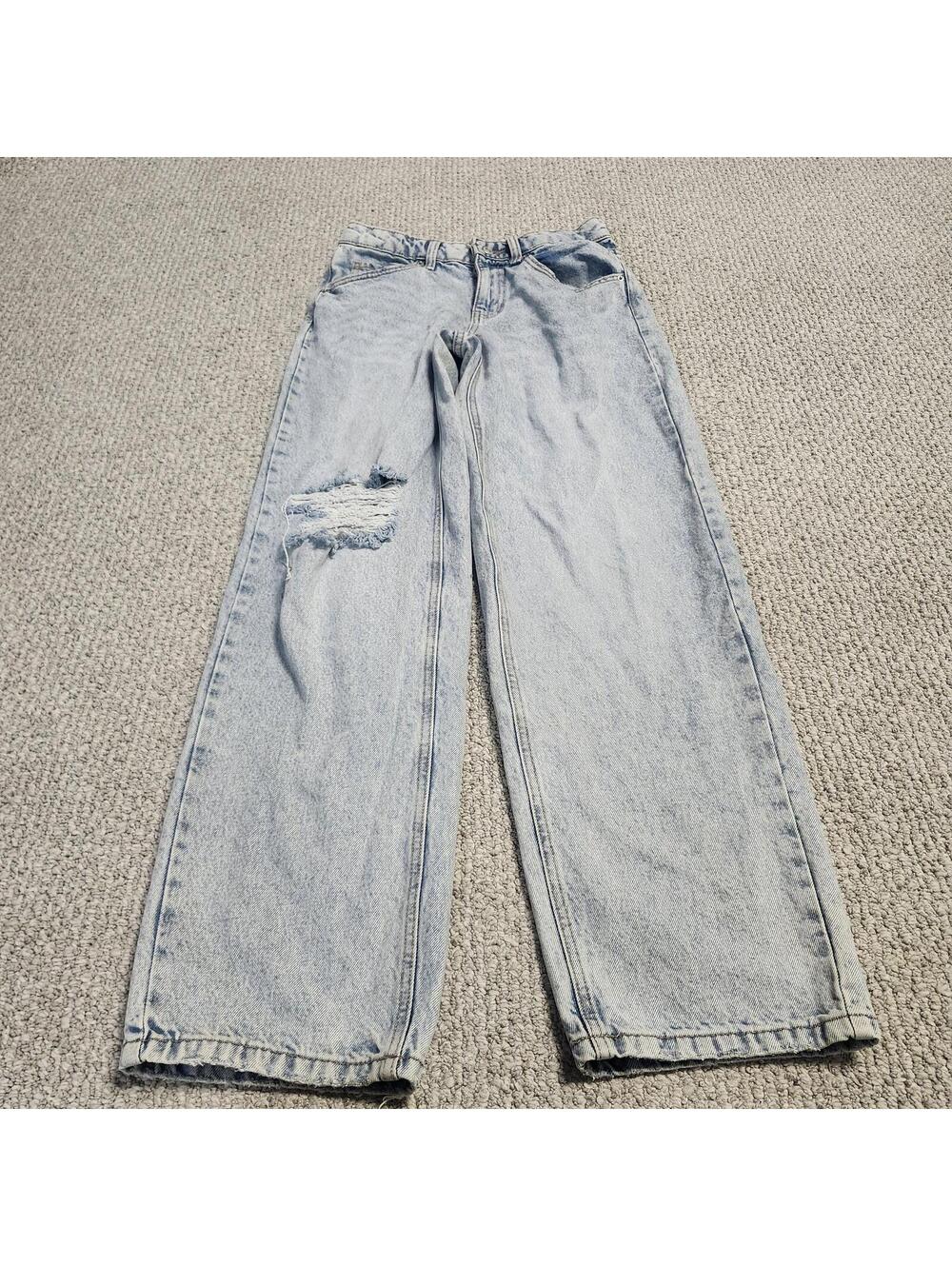 Wild Fable Mid-Rise 90's Relaxed Straight Light Wash Jeans Distressed Size 0